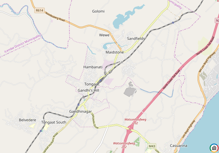 Map location of Tongaat